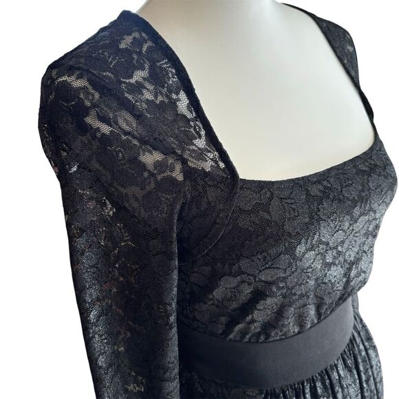 NWT | Andrew Marc Black Floral Lace Shimmery Dress | Size 0 | Fun and Flirty - Picture 6 of 8